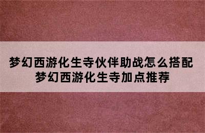 梦幻西游化生寺伙伴助战怎么搭配 梦幻西游化生寺加点推荐